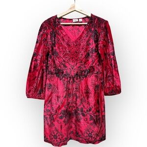 Vintage Y2K Cato Top Women Large Red Black Babydoll Velvet Whimsigoth Regency